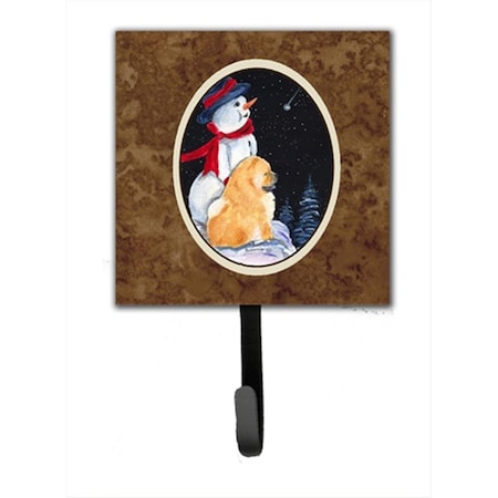 Jensendistributionservices 4.25 x 6 in. Snowman with Chow Chow Leash Or Key Hook MI1655855